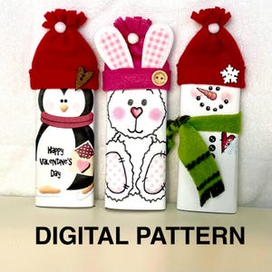 DIGITAL PATTERNS for a Set of 3 Hershey Candy Bar Wrappers with Hats and Scarves
