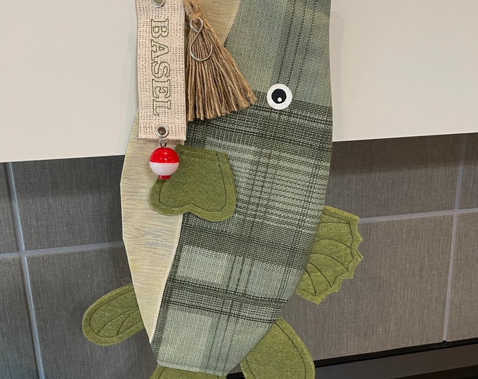 Personalized Fish Christmas Stocking. Anglers Treasure FREE SHIPPING Etsy
