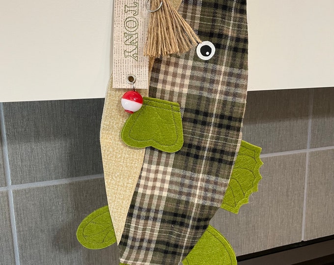 Personalized Bass Fish Christmas Stocking. Anglers Treasure FREE