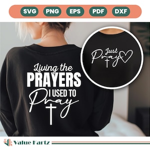 Living The Prayers I Used To Pray Svg, Inspirational Faith Quote Sublimation, Christian Checkerboard Design Svg, Retro Typography Svg.