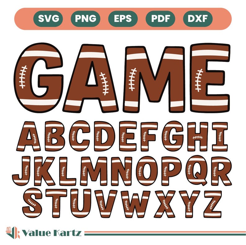 Football Alphabet SVG | American Football Letter Set A–Z | Game Day ...