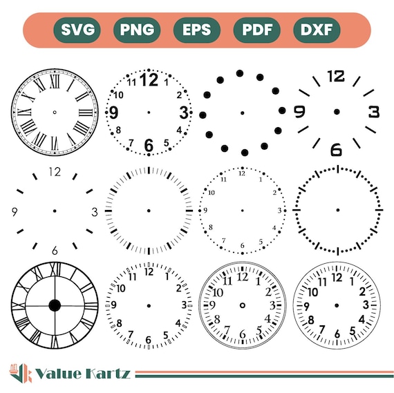 Clock Face Svg, Old Clock Face Svg, Modern Clock Face Design Bundle, Circle Watch Face Design File, Laser Cut File, Clock Face Cricut File.
