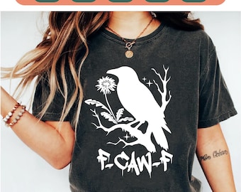 F-Caw-F png, F Caw F SVG, FcawF DTF Print, Funny Gothic Raven Design, Crow Digital Art, Printable Bird Clipart, Dark Bird Humor, cricut cut.