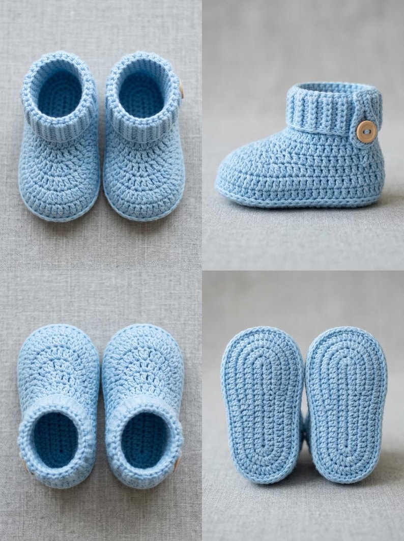 Baby Booties Crochet Pattern PDF, Crochet Baby Shoes Pattern, Newborn ...
