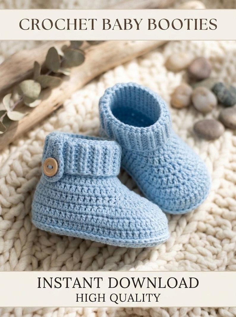 Baby Booties Crochet Pattern PDF, Crochet Baby Shoes Pattern, Newborn ...