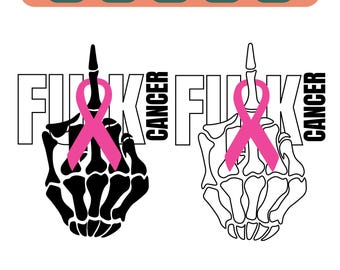 Funny Breast Cancer Awareness SVG: Middle Finger Ribbon Design (Digital Files)