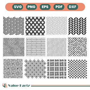 12 Geometric Patterns SVG PNG File, Detailed Patterns, Seamless Patterns, Stippling Patterns Quatrefoil Pattern Fabric Pattern Wave Pattern