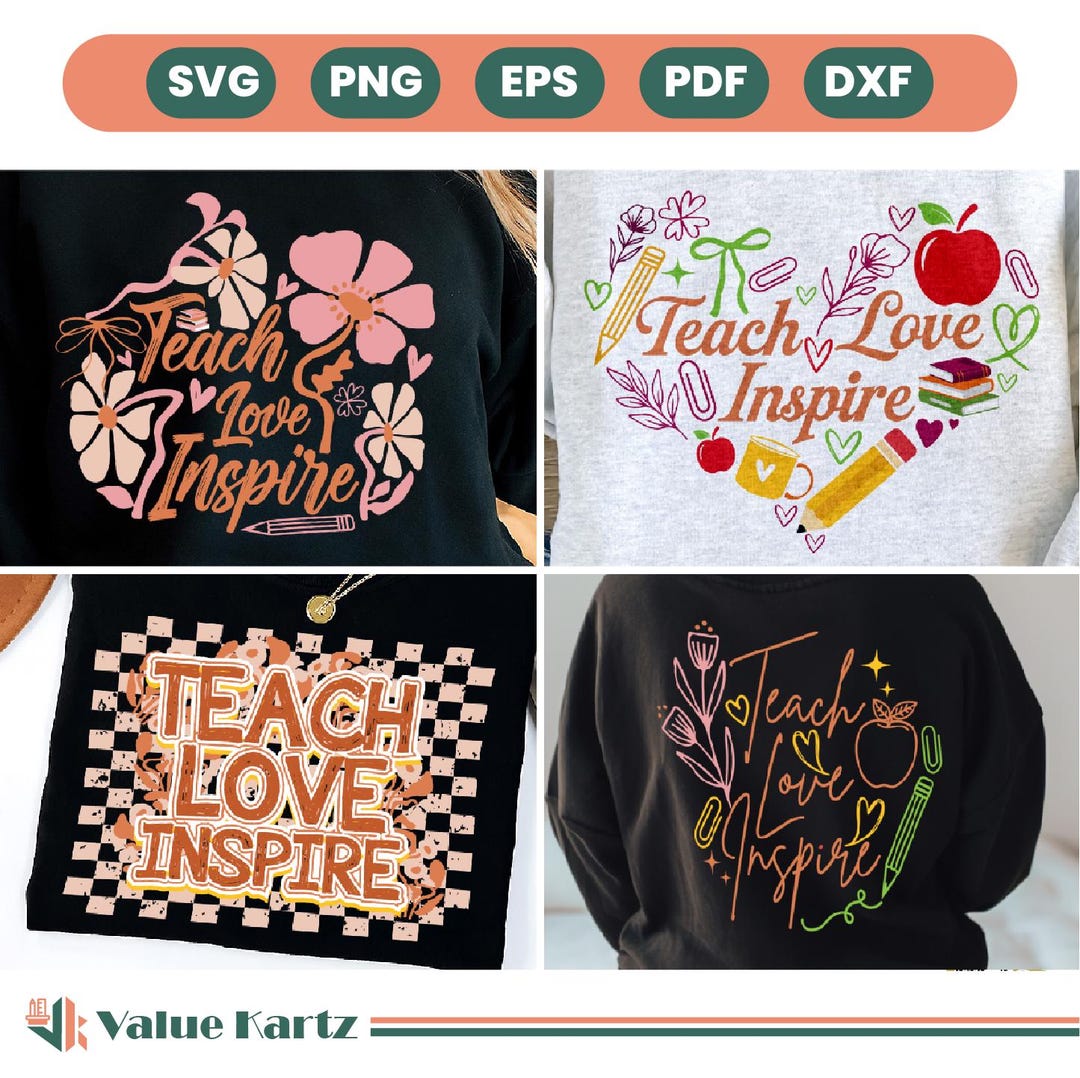 Teach Love Inspire Svg Bundle Teacher Svg Png Teacher Life Png Svg ...