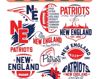 New England Football Svg Bundle, Sports Team Svg, Game Day Graphic, Football Fan Gift, Sublimation Cricut, Digital Download.