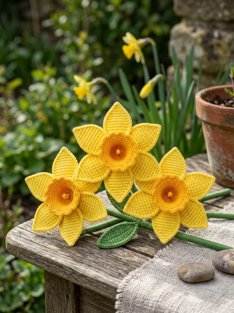 Crochet Daffodil Pattern PDF, Easy Crochet Flower, Spring Flower ...