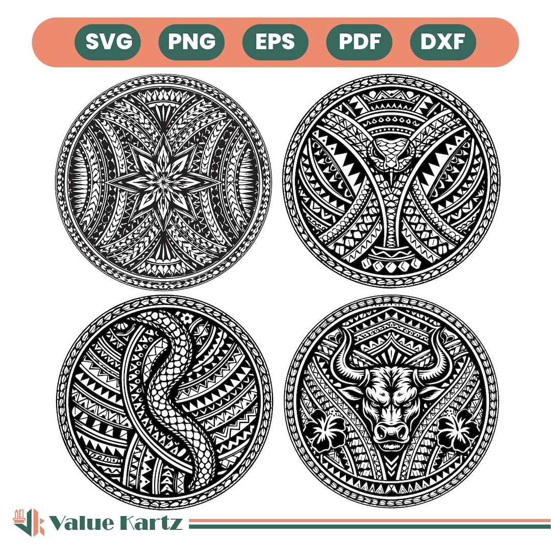 Round Polynesian Tribal SVG Bundle | Hawaiian Tribal Circle Design ...
