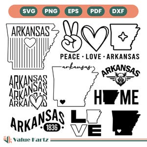 Arkansas SVG-bundel, Arkansas kaart PNG, Arkansas overzicht clipart, Arkansas overzicht SVG-bestanden, Arkansas gesneden bestanden, Verenigde Staten van Amerika.
