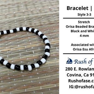Bracelets | Ide | Stretch Orisa Beaded Bracelet – Black and White – 4mm | Esu Afra Bracelet - Style 3-3
