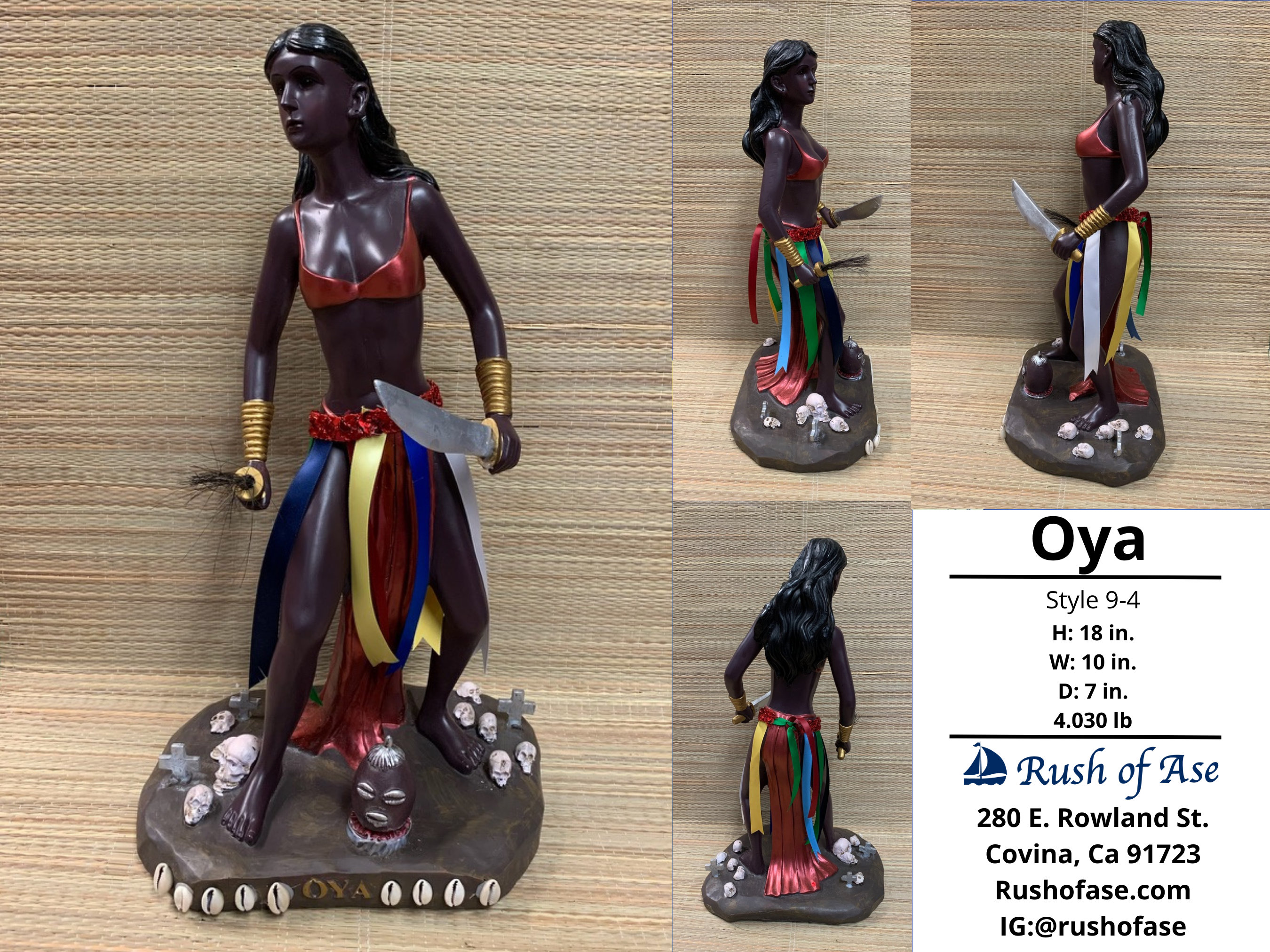 Orisa Statue | Oya Resin Statue - 18" | Style 9-4