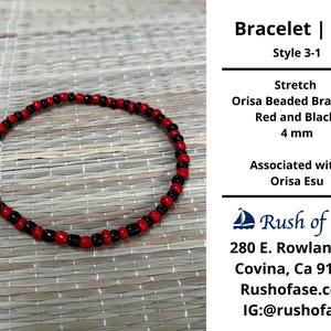Bracelets | Ide | Stretch Orisa Beaded Bracelet – Red and Black – 4 mm | Esu Bracelet - Style 3-1
