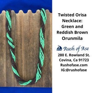 Necklace | Orisa Twist Beaded Necklace | Green and Brown Twist Necklace | Orunmila