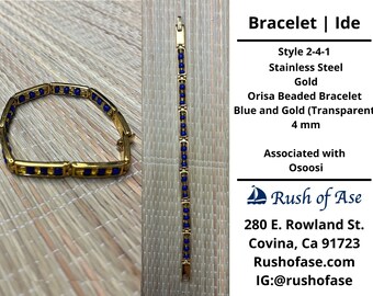 Bracelets | Orisa Bracelets | Ide | Stainless Steel Metal Beaded Bracelets – Blue and Gold (Transparent) | Osoosi