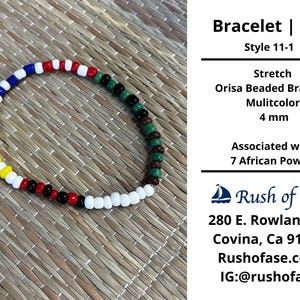 Bracelets | Ide | Stretch Orisa Beaded Bracelet – Multicolor – 4mm | 7 African Powers Bracelet - Style 11-1