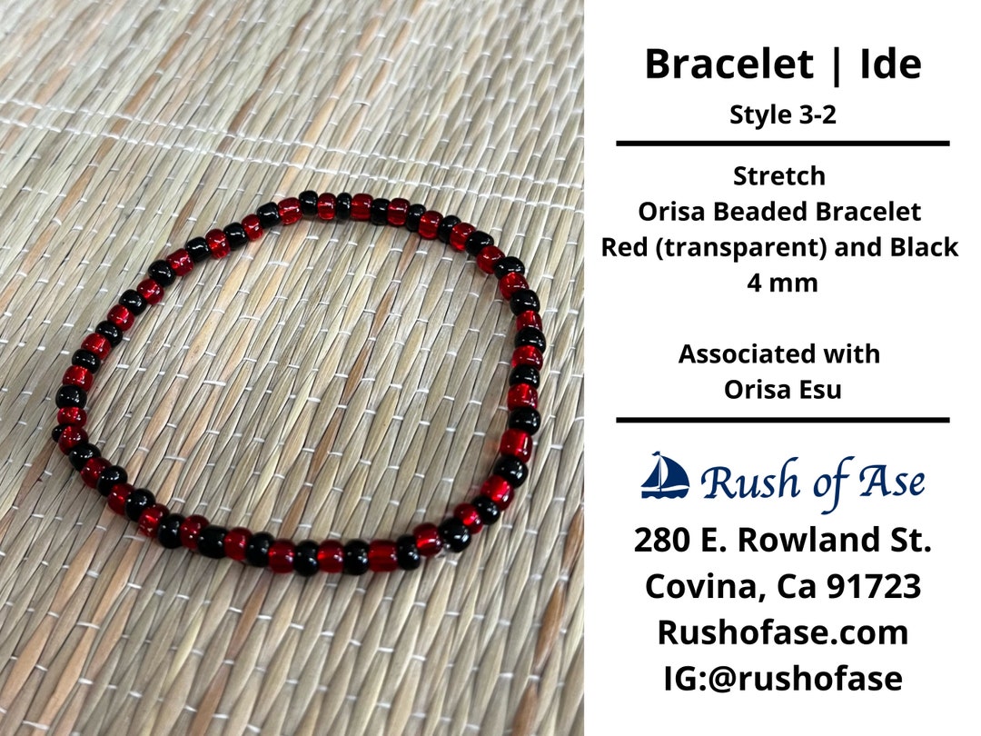 Bracelets Ide Stretch Orisa Beaded Bracelet Red transparent and Black