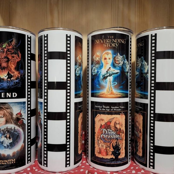 Labyrinth, Legend, Neverending Story, The Dark Crystal 80s fantasy movie tumbler 20oz stainless steel movie posters