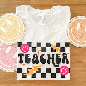 Teacher Checkered Tee: Retro Unisex Bella Canvas T-Shirt