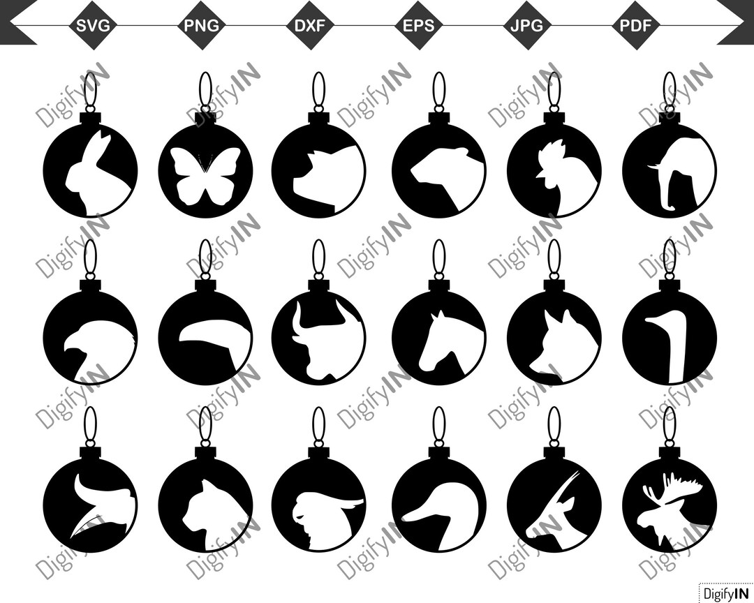 Christmas Ornament Animals Svg Bundle 18 Ornaments Christmas Etsy