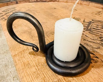 Hand Forged Candle Holder: Blacksmith Crafted, Heavy Duty