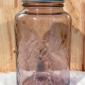 32 oz Rose Vintage Regular Mouth Ball Mason Jar - crafting, storage, canning, party favors, pink, vase, bathrrom
