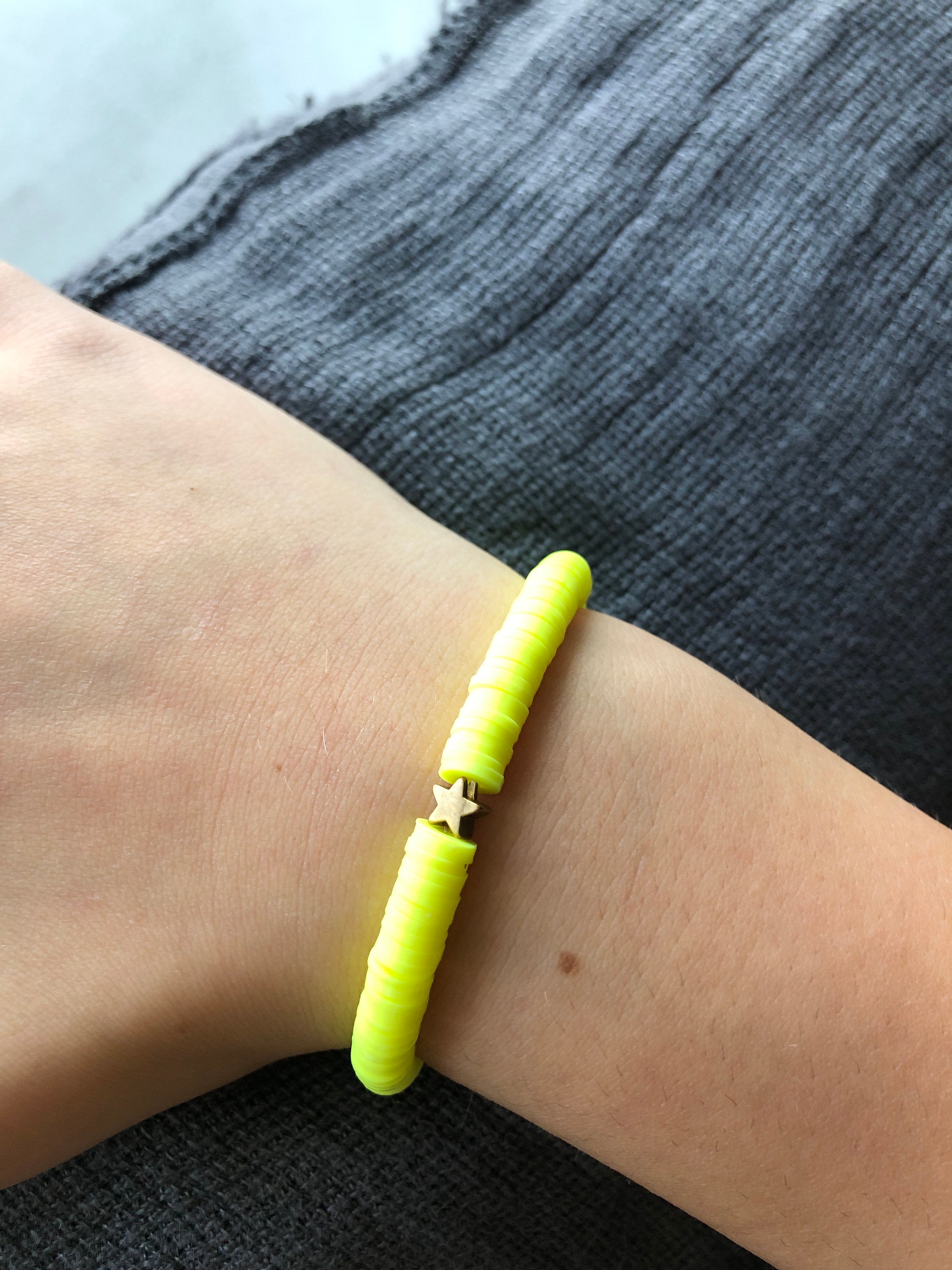 Neon Yellow Clay Bead Bracelet