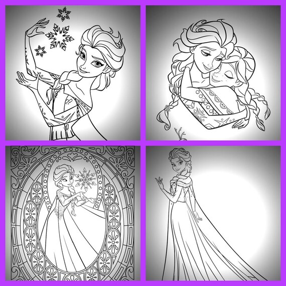 printable coloring pages of frozen with elsa anna olaf sven etsy