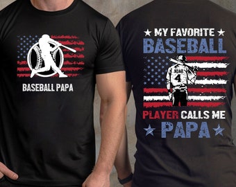 Custom Baseball Papa Flag Shirt, Father's Day Gift
