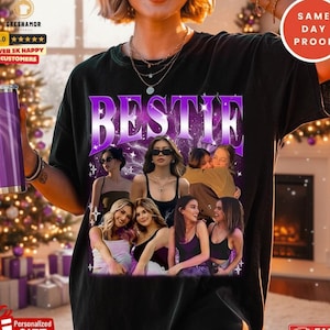 Custom Photo Best Friend Shirt, Vintage Bestie Bootleg Tee, BFF Gift image 1