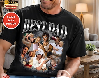 Custom Photo 'Best Dad' Comfort Colors Shirt, Father's Day Gift