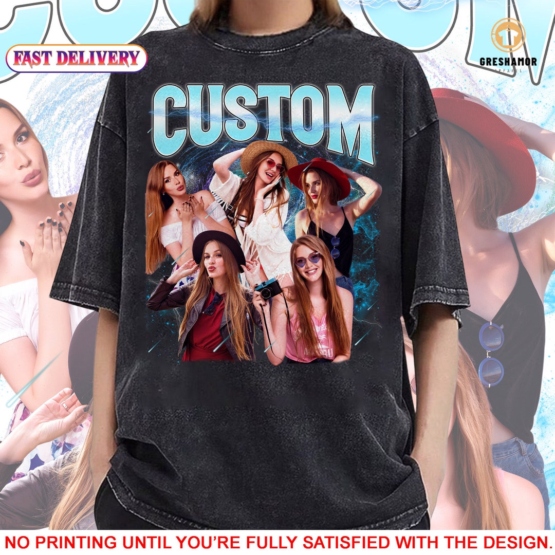 Custom 90s Retro Vintage Photo Bootleg Girlfriend Face Tshirt, Gf
