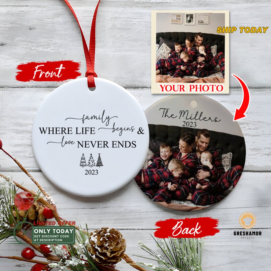 Custom Family Photo Christmas Ornament, Personalized Family Portrait ...
