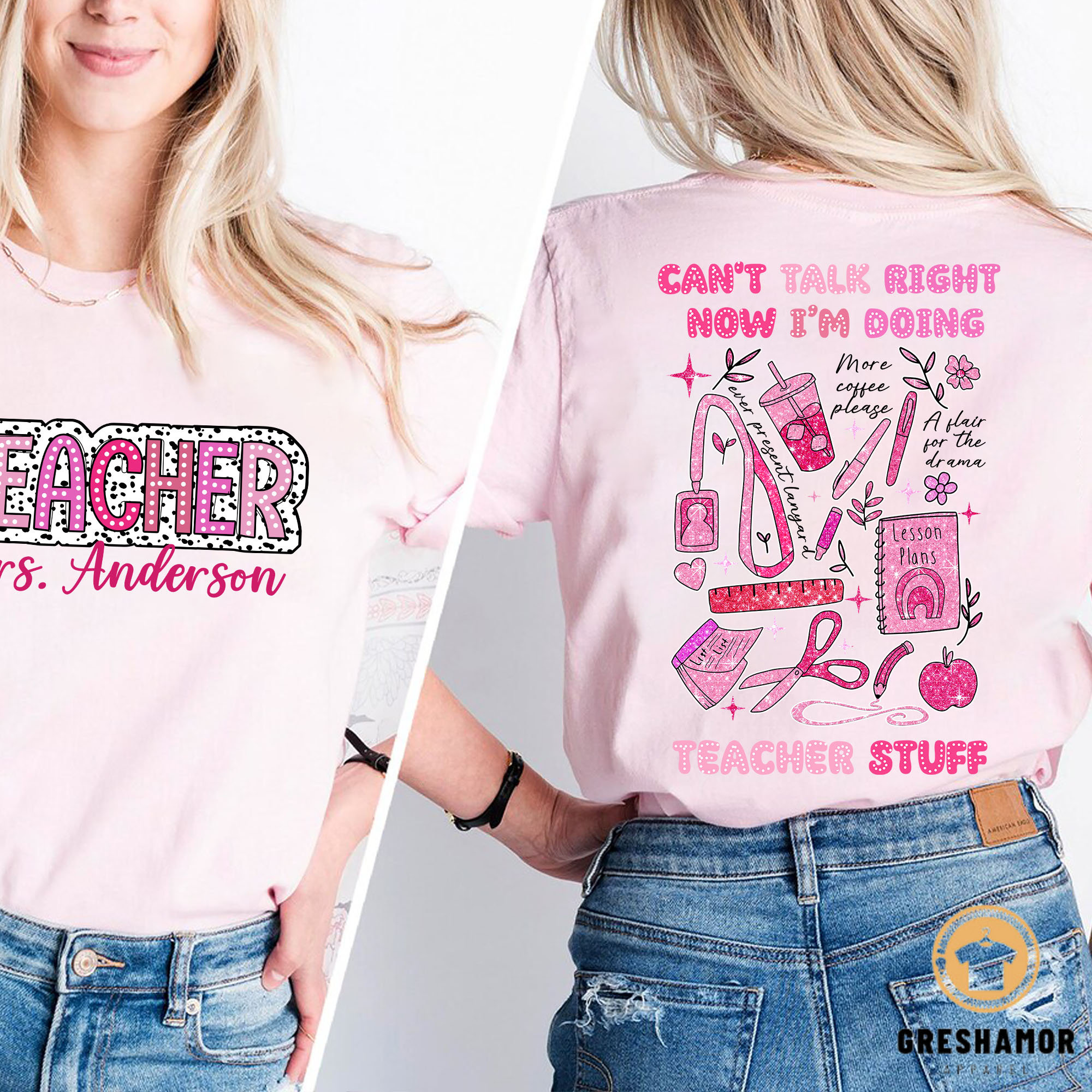 Customized Funny Teacher Life Shirt, Can’t Talk Right Now Doing Teacher Stuff Tee, Personalized Gift Ideas for New Teacher