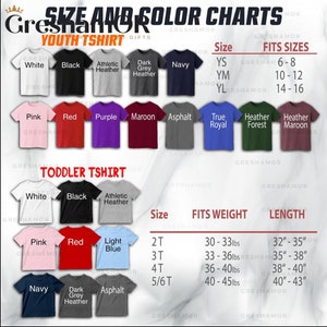 Pode incluir: Tabela de tamanhos e cores para camisetas infantis e de beb&ecirc;. A tabela mostra diferentes cores e tamanhos para camisetas infantis, incluindo branco, preto, cinza atl&eacute;tico, cinza escuro, azul marinho, rosa, vermelho, roxo, vinho, asfalto, azul royal, verde floresta e vinho. A tabela tamb&eacute;m mostra diferentes tamanhos para camisetas de beb&ecirc;, incluindo 2T, 3T, 4T e 5/6T. A tabela tamb&eacute;m inclui o peso e o comprimento correspondentes para cada tamanho.