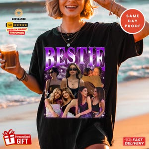 Custom Photo Best Friend Shirt, Vintage Bestie Bootleg Tee, BFF Gift image 2