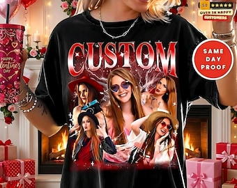 Custom Photo Bootleg T-Shirt, Personalized Rap Tee Gift