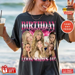 40th Birthday Shirt, Custom Birthday Face Shirts, Photo Birthday Gift for Bestie, Personalized Name Tee