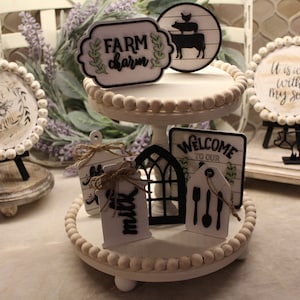 Rustic Farmhouse Mini Signs, Farmhouse Mini Signs, Rustic Farmhouse Tier Tray, Farmhouse Tier Tray, Farmhouse Tier Tray Decor, Mini Signs