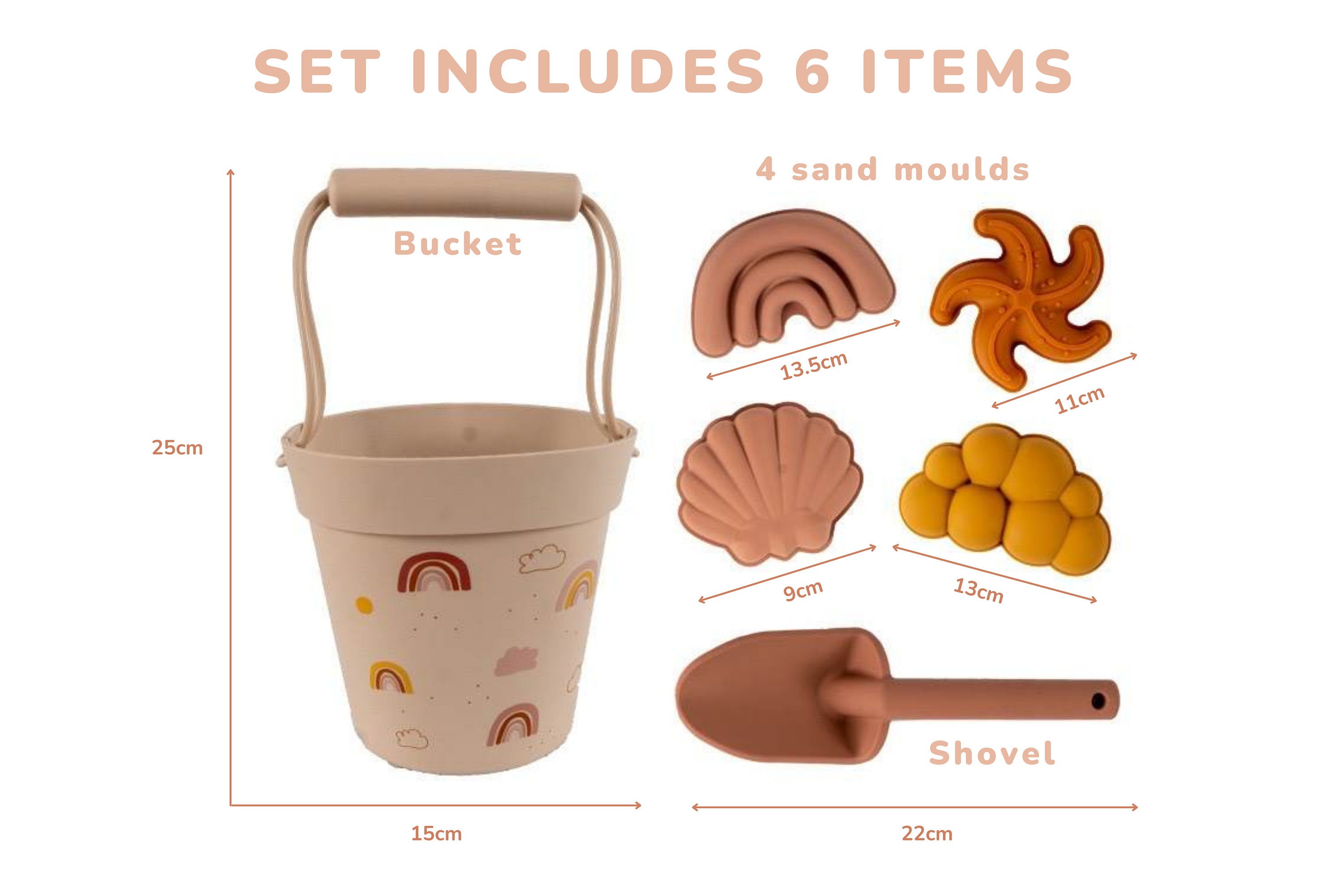 Beach Set X 6 Items Silicone Beach Set Beach Toys Kids Etsy UK