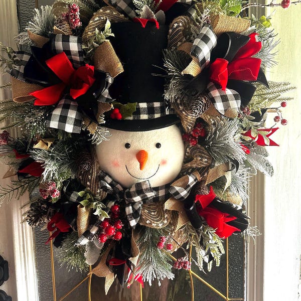Rustic Snowman Wreath: Farmhouse Winter Decor