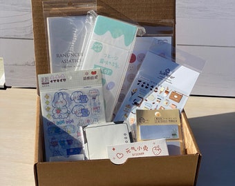 90pcs Journaling Stationery Mystery Box -- Stationary Set -- Kawaii Set --- School Set -- Journal Set --- Notebook Set --- Gift Set
