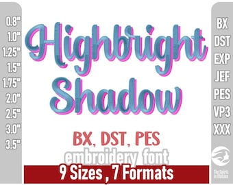 Highbright Shadow Double Color Embroidery Font