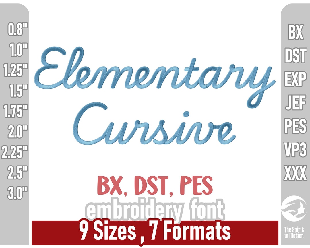 Elementary Cursive Embroidery Font | Primary School Handwriting ...