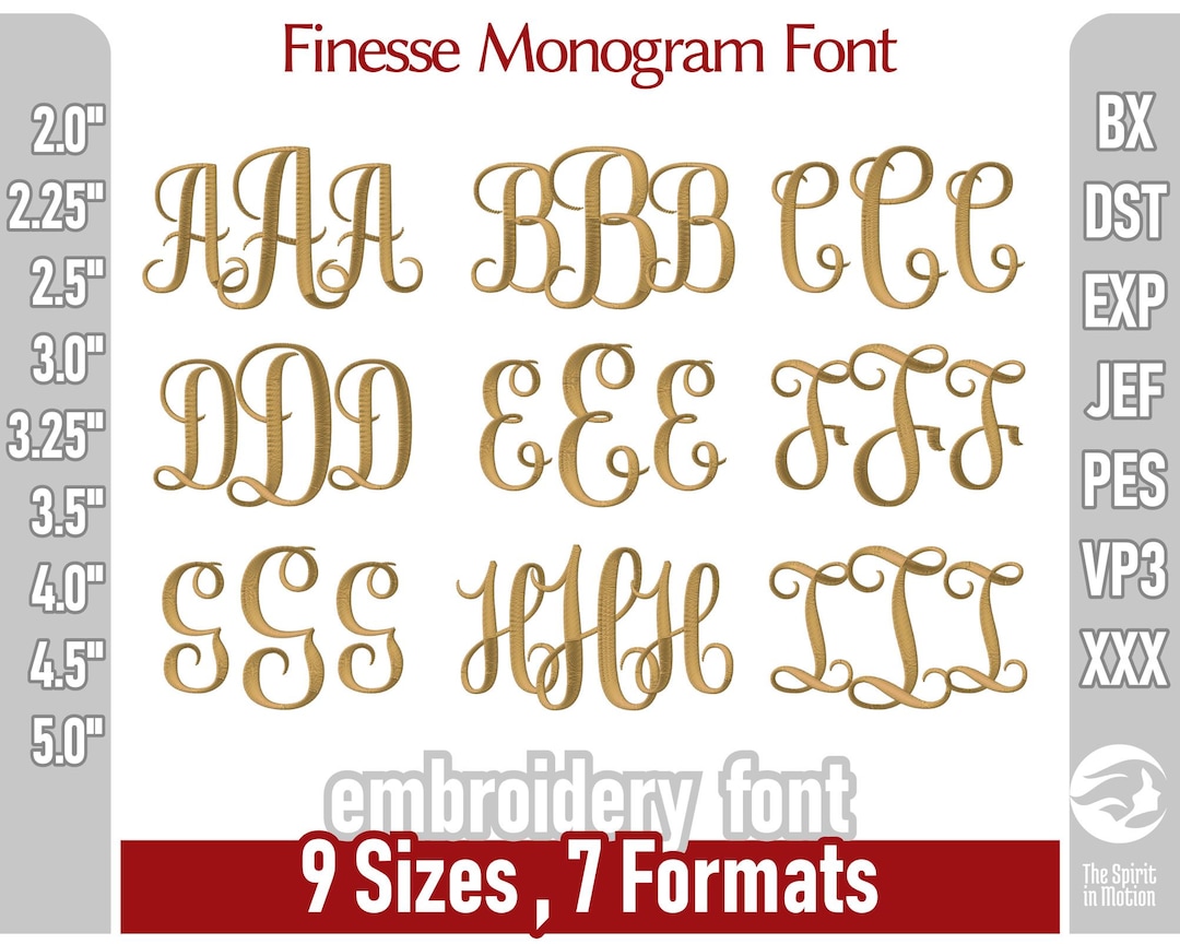 Three-letter Elegant Monogram Embroidery Font | 3-letter Flm Monogram ...
