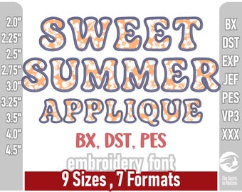 Czcionka do haftu Sweet Summer Bubble Applique | Czcionka alfabetu Retro Groovy | Litery Curvy | PES, BX, DST