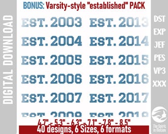 Established + Year Embroidery Design | Anniversary, Birthday, Graduation | PES, DST, JEF