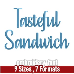 Tasteful Sandwich Script Embroidery Font | Machine Embroidery Calligraphy Letters | Multiple Formats including PES, BX, DST